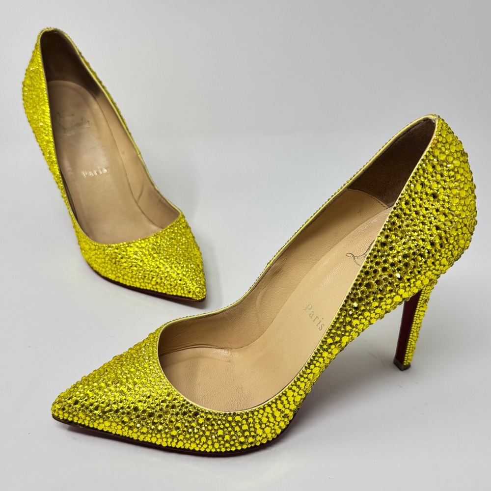 Christian Louboutin Custom Strassed Pigalle Pumps Yellow Swarovski Crystals 39.5